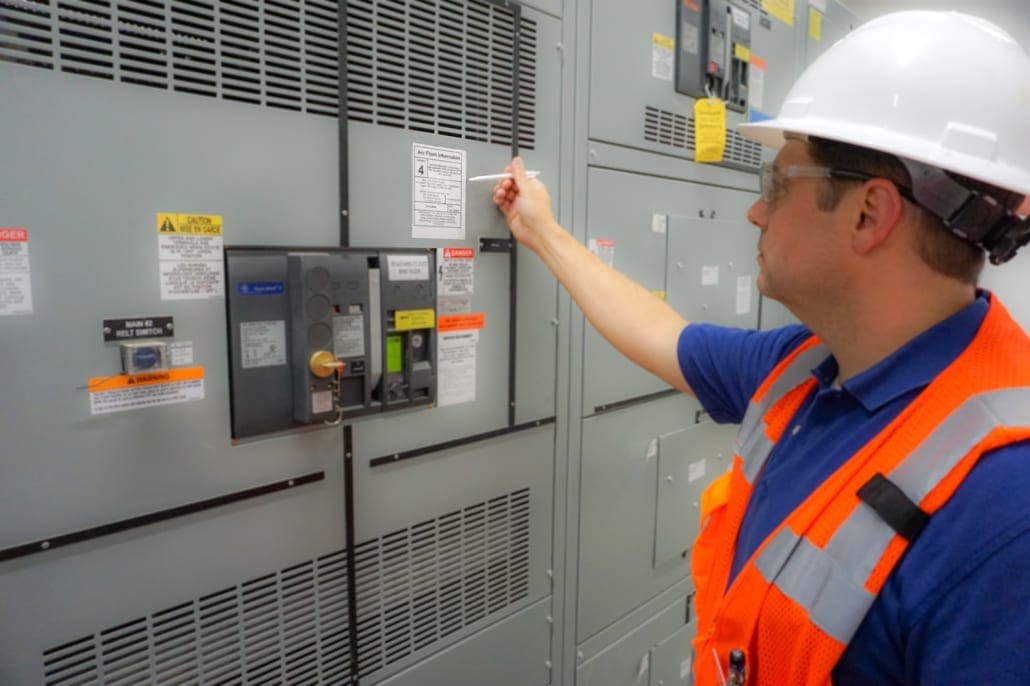 An engineer from RWB Consulting Engineers reviews Arc Flash information