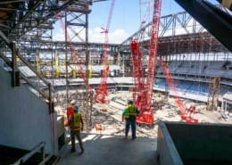 Globe Life Field Under Construction with Cranes