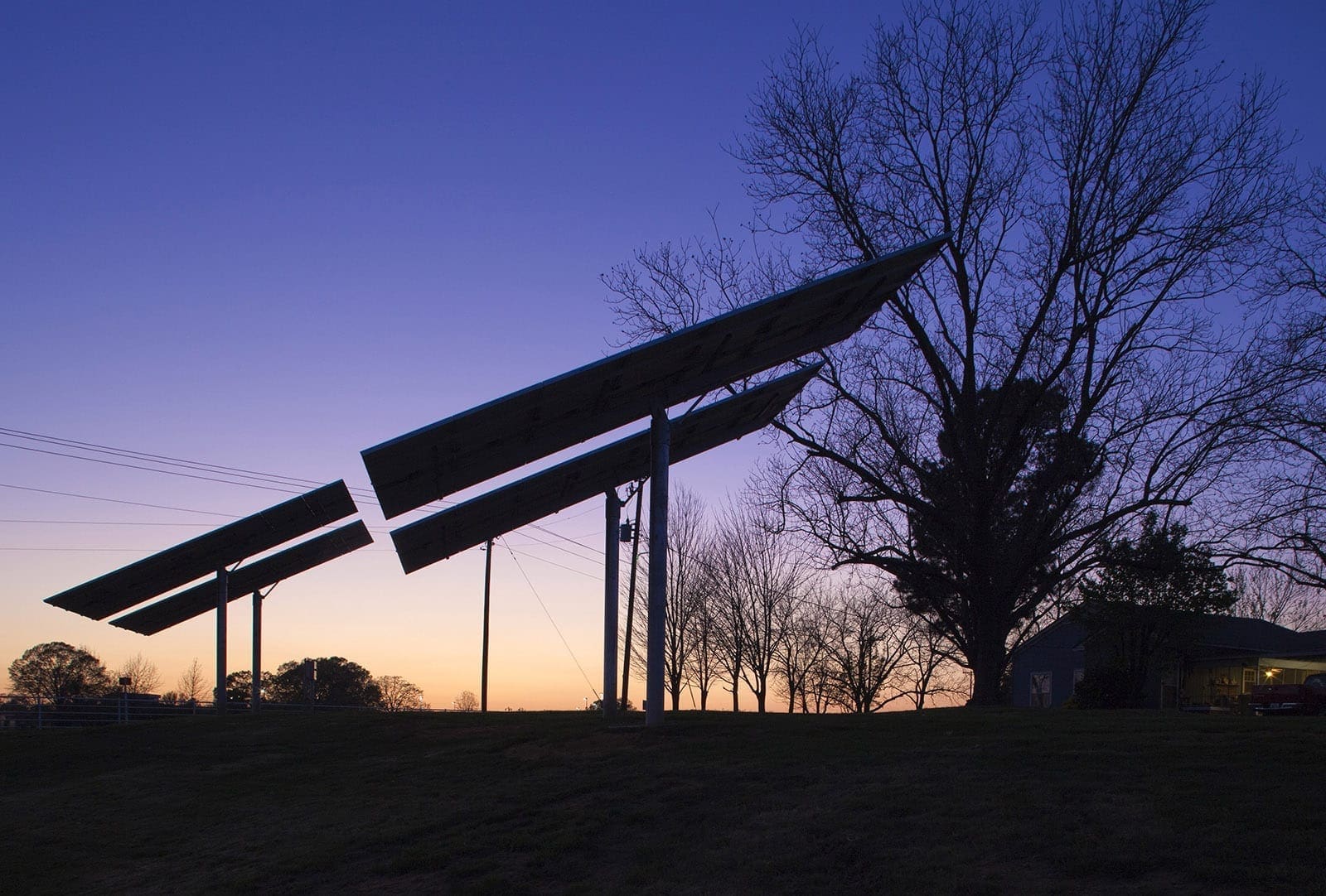 Night Shot of Solar Panels at NTCC