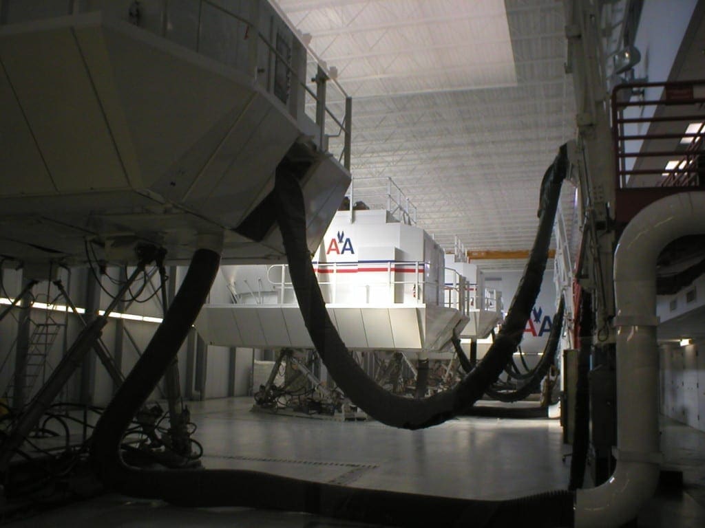 American Airlines flight simulators underneath